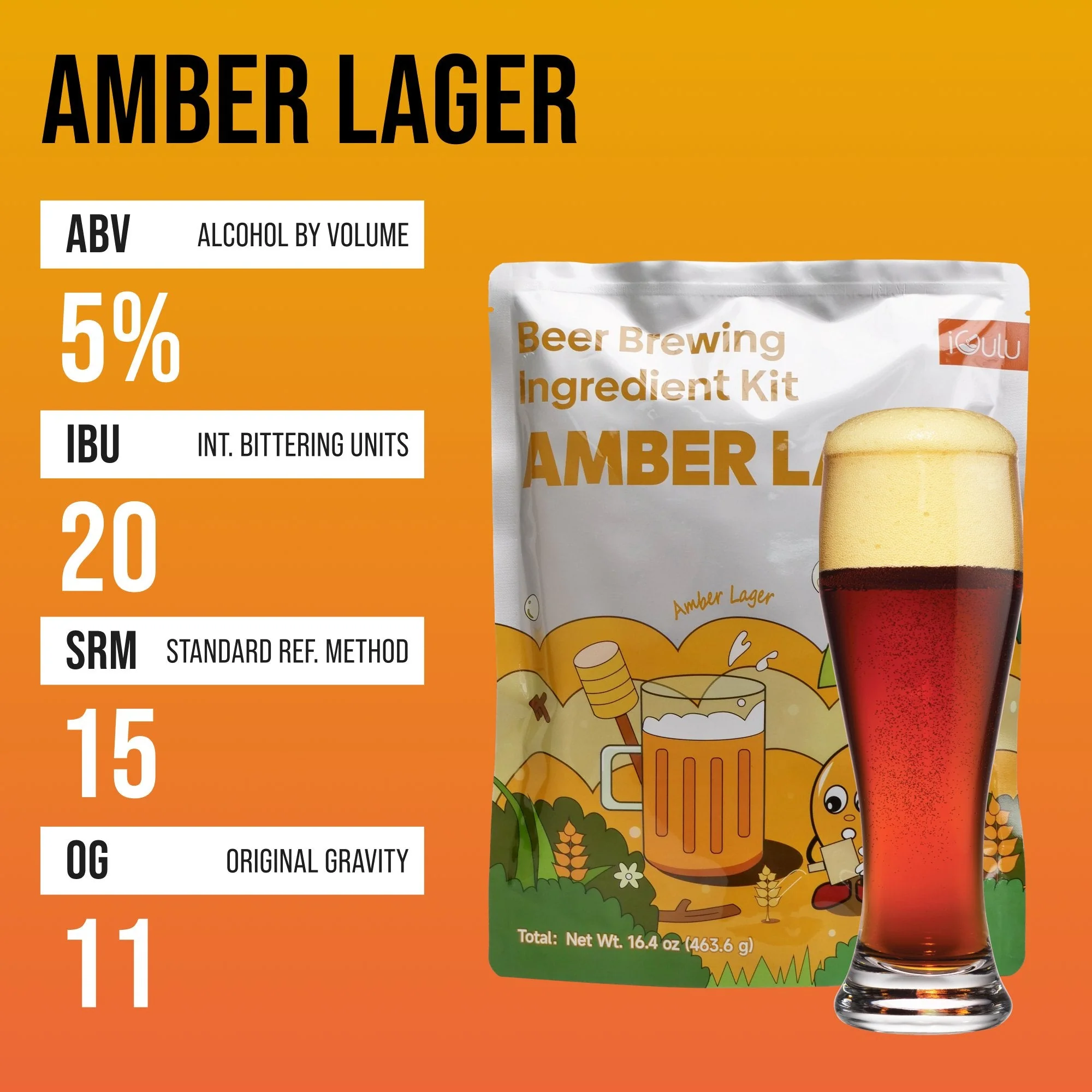 iGulu Amber Lager Beer Brewing Ingredient Kit - Image 3