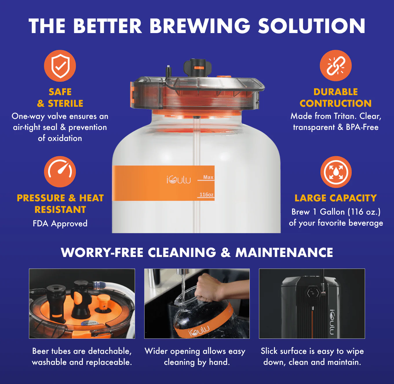iGulu 1-Gallon (116 oz.) Tritan Fermentation Keg - Image 7
